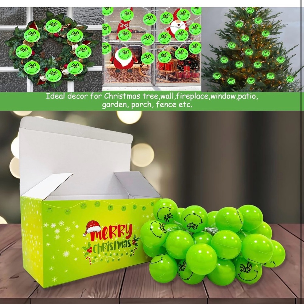 Green Grinch String Lights - Picture 3 of 5